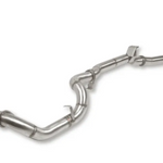 Metallic exhaust pipe system on a white background