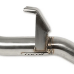 Metallic exhaust pipe with 'torqit' branding on a white background