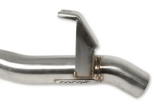 Metallic exhaust pipe with 'torqit' branding on a white background