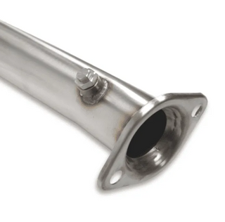 Metal exhaust pipe with flange on a white background