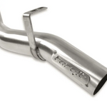Stainless steel exhaust tip with 'torqit' branding on a white background