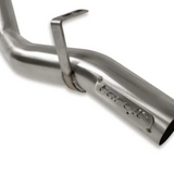 Stainless steel exhaust pipe with 'Tardit' branding on a white background