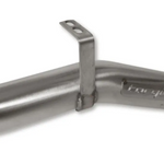 Metal exhaust pipe with 'Roush' branding on a white background