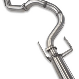 Metallic curved tool with a handle on a white background