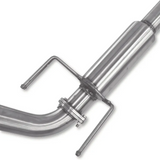 Metallic tool with a curved handle and cylindrical shaft on a white background