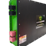 CustomLithium battery pack with green and black color scheme on a white background