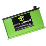 Green lithium battery with custom LITHIUM branding