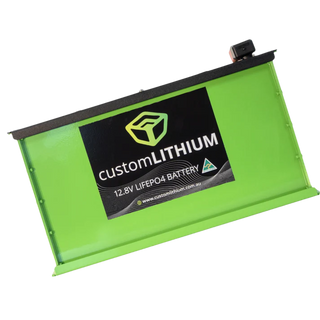 Green lithium battery with custom LITHIUM branding