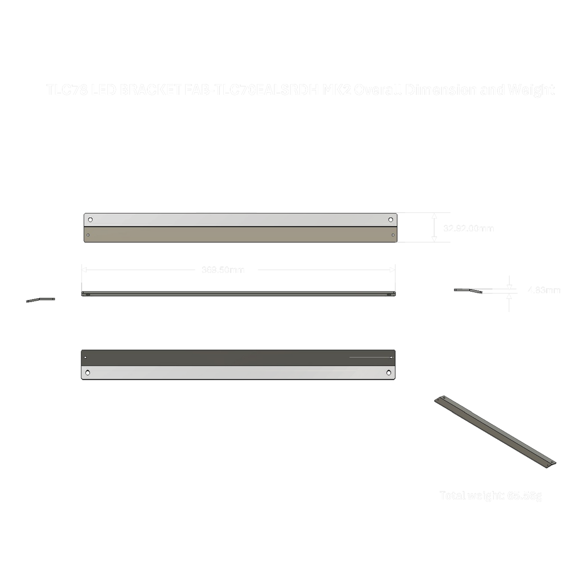 TLC78 LED Bracket FAB-TLC70EALSRDH MK2 overall dimensions and weight