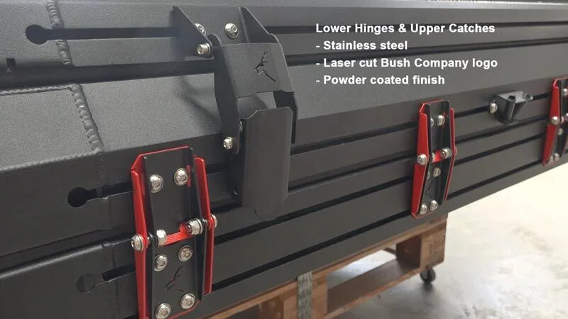 Bush Company TX27 Hardshell Rooftop Tent hinges