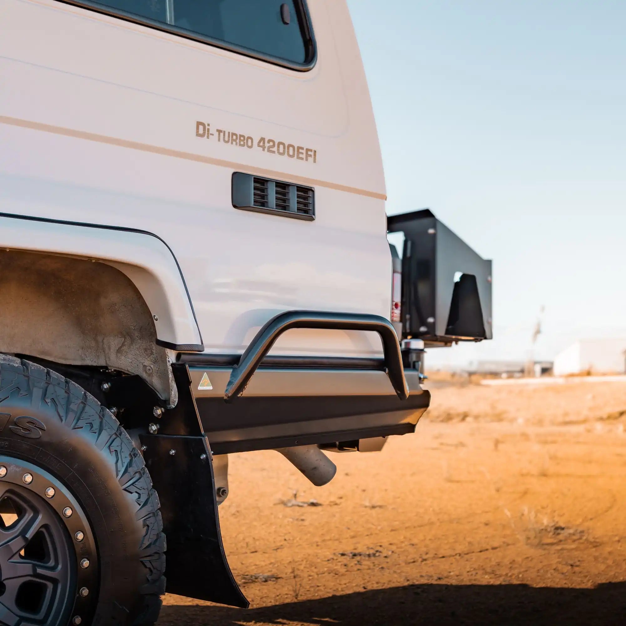 side view of TCC 78 Series Troopcarrier Rear Bar Tow Bar