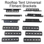 Rooftop tent universal fitment brackets on a white background for Bush Company AX27 Clamshell Rooftop Tent
