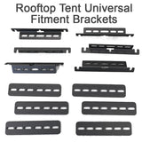 Rooftop tent universal fitment brackets on a white background for Bush Company AX27 Clamshell Rooftop Tent