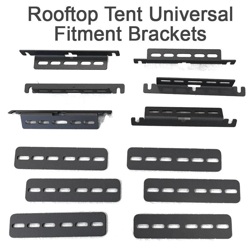 Rooftop tent universal fitment brackets on a white background for Bush Company AX27 Clamshell Rooftop Tent