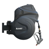 BLAHEST pressure washer with hose reel on a white background