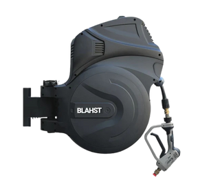 BLAHEST pressure washer with hose reel on a white background
