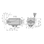 Technical drawing of the Belief 2.2kW Diesel Air Heater Full Installation Kit (12V) – ALT SP MODEL with dimensions on a white background