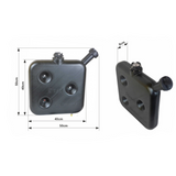 10L Black Wafer Fuel Tank for Diesel with Lockable Cap and Gauge with dimensions indicated on a white background