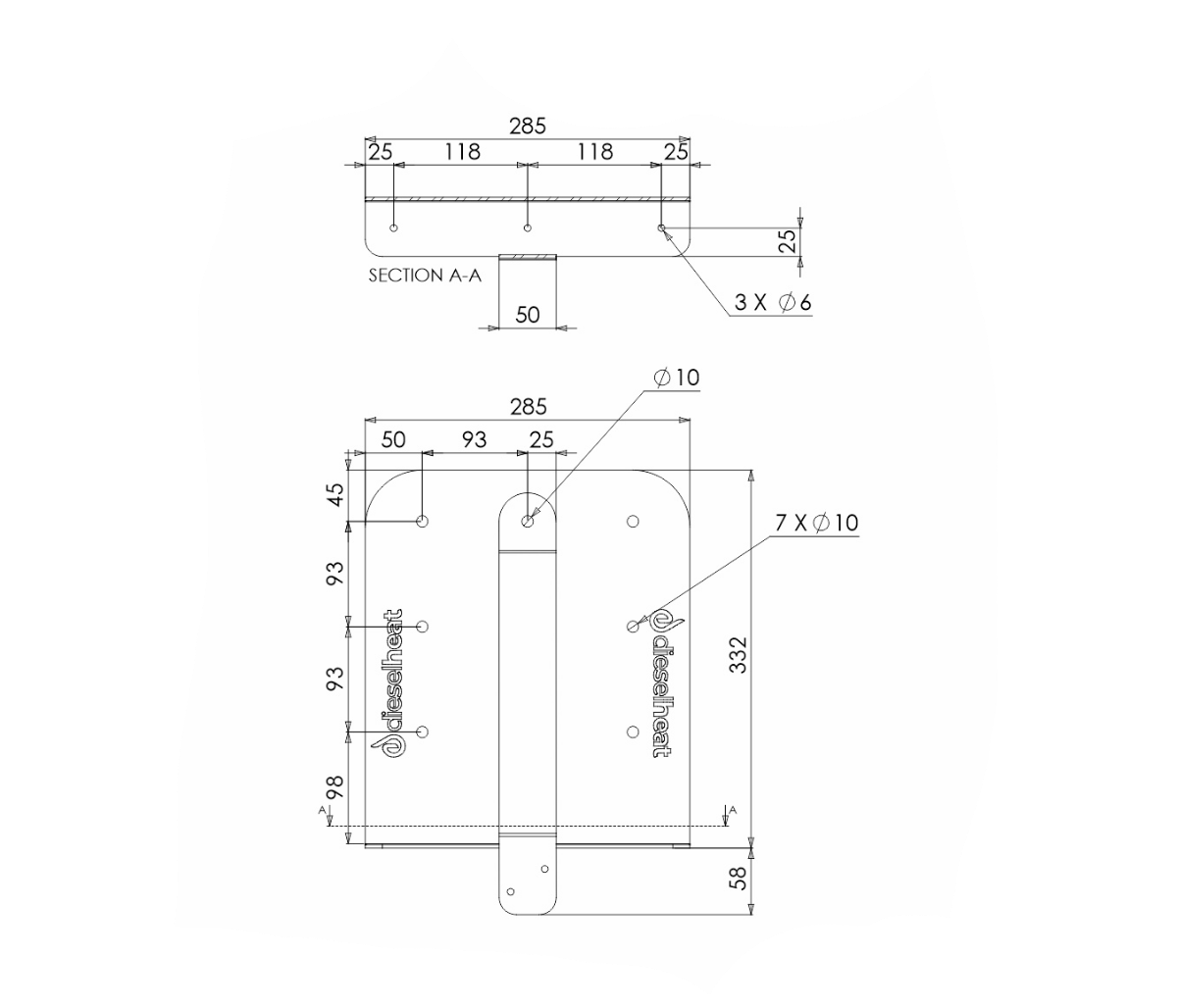 Wafer Tank Mounting Bracket to suit 10L Black Wafer Fuel Tank for Diesel