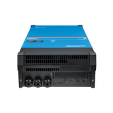 Power inverter with blue top and black bottom on a white background