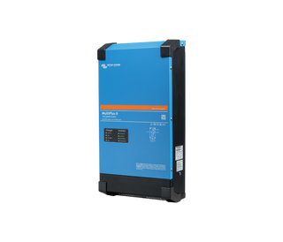 Victron MultiPlus-II 12/3000/120 at an angle, showing the front panel model markings and the ventilated side of the case