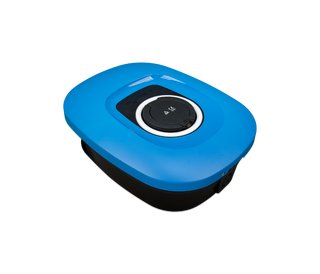 Blue and black electronic device on a white background