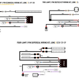 Wiring diagram for various automotive lighting kits on a white background