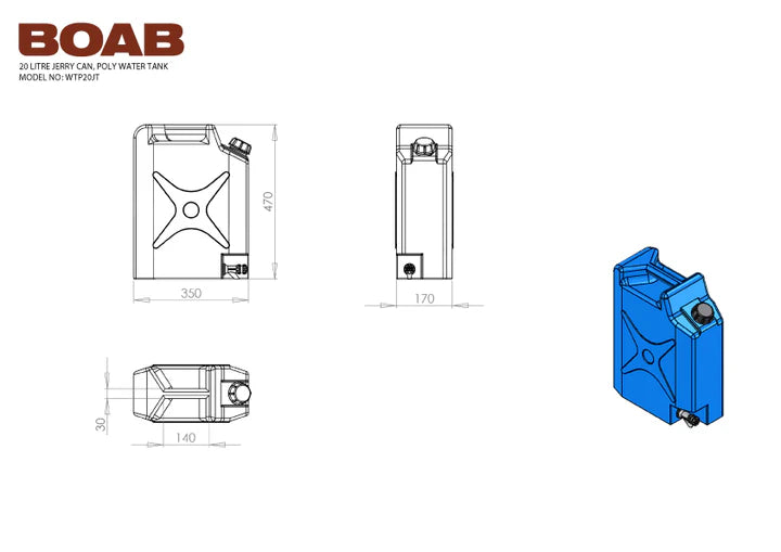 BOAB 20L Poly Water Jerry Can with Tap