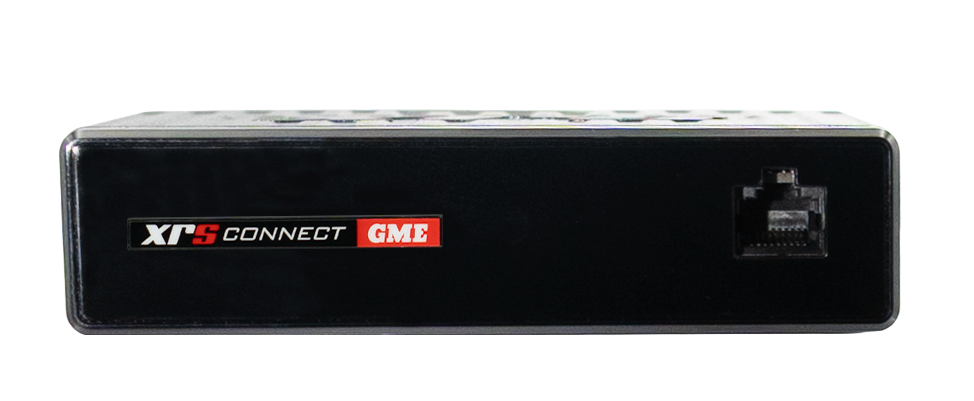 GME XRS-375C compact UHF radio front view showing colour TFT screen and controls
