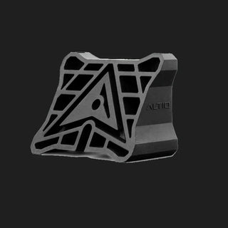 ALTIQ 30 degree angle mount on its own, the ribbed face with the ALTIQ triangle logo moulded into it and the solid wedge body behind