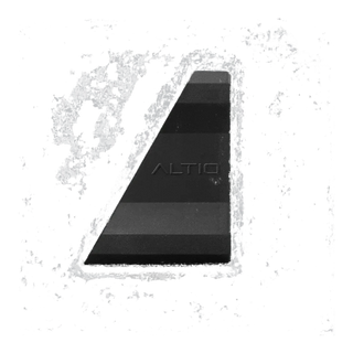 The 30 degree angle mount seen from the side, showing the wedge profile that sets the tilt and the ALTIQ name moulded on the flank