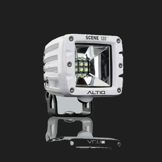 ALTIQ DX4 Scene work light in white, the bezel marked SCENE 120 degrees above a square reflector holding nine LEDs, with the ALTIQ name below and a black mounting bracket