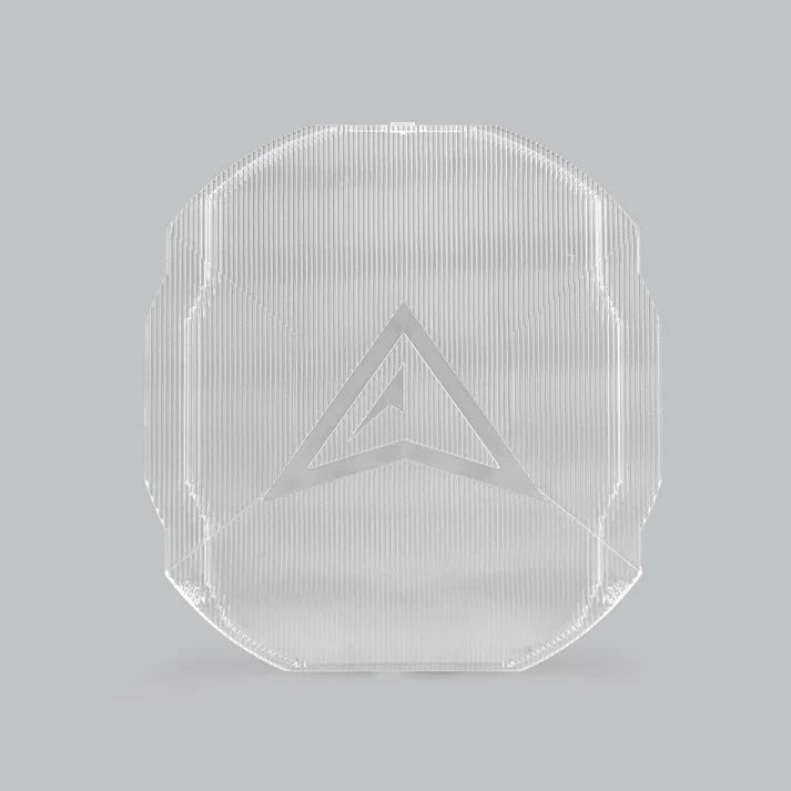 Clear panoramic cover square on, the vertical ribbing running the full height with the ALTIQ arrow raised in the middle
