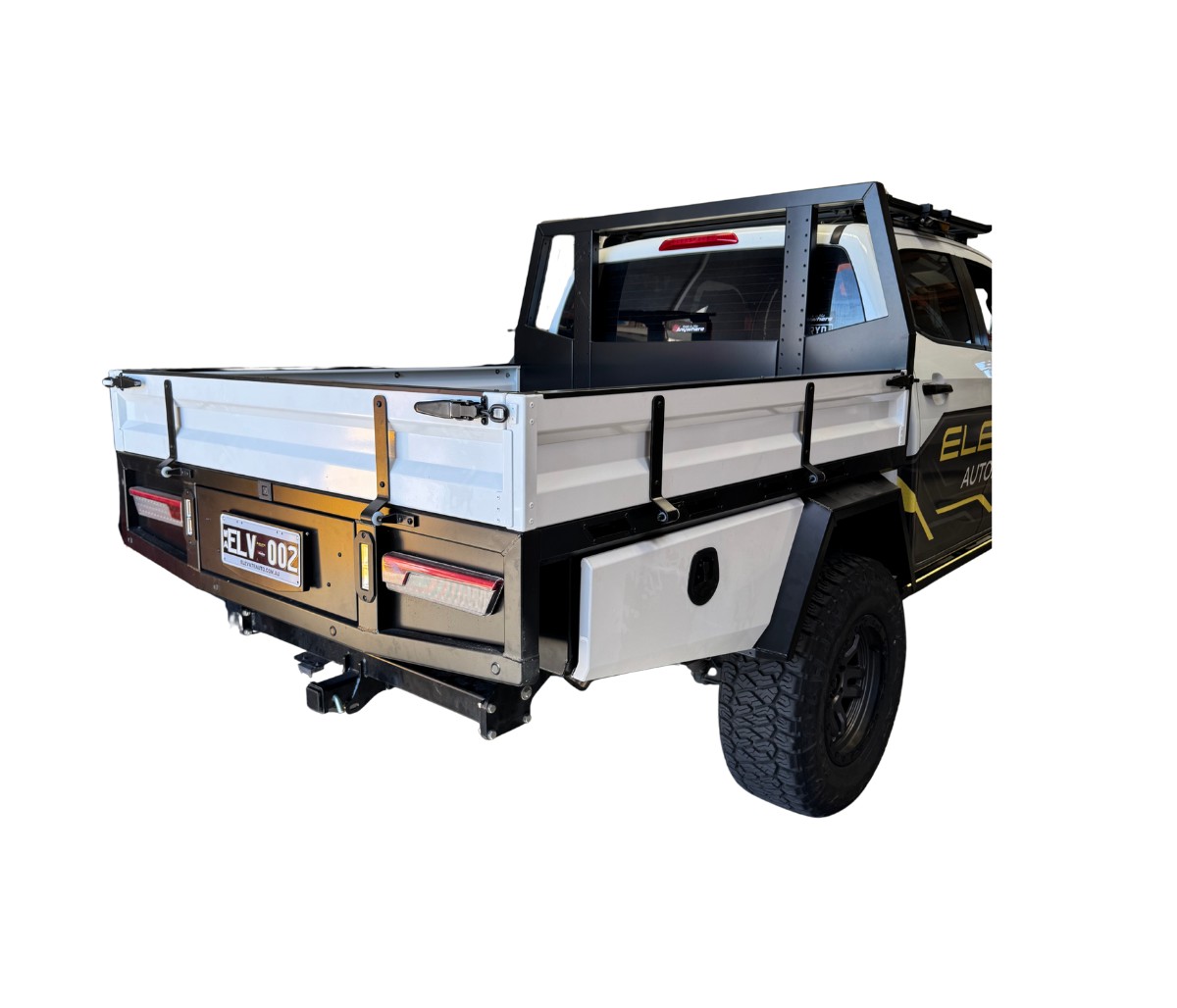 Dual Cab 1800mm Aluminium Tray with 1m Trundle Drawer, 50L Water tank & Colour Coded Tray Sides