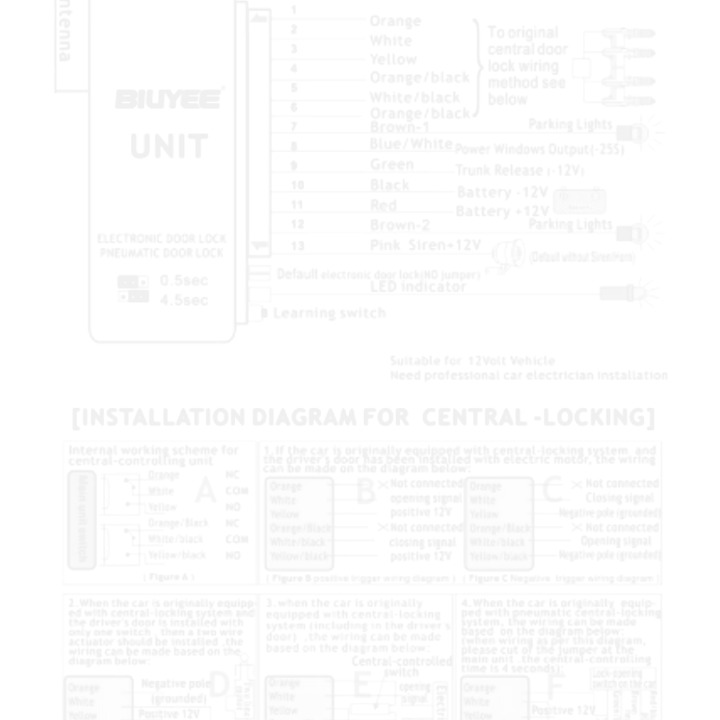 Wiring and installation diagram for a BIUYEE electronic door lock system.