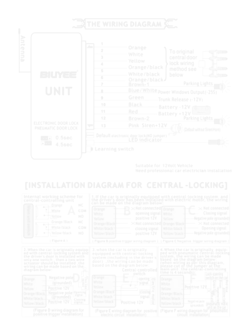 Wiring and installation diagram for a BIUYEE electronic door lock system.