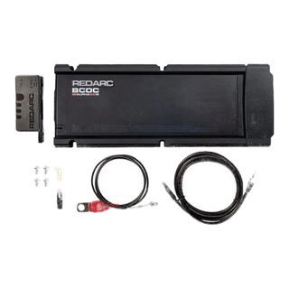 Redarc battery management system with cables and connectors on a white background