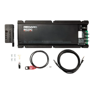 Redarc battery and cables on a white background
