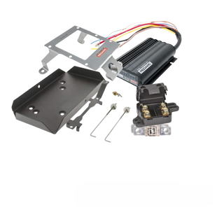 REDARC BCDC1225D charger, stainless bracket, battery tray, fuse holder and mounting hardware supplied in the LandCruiser 200 Series under bonnet kit