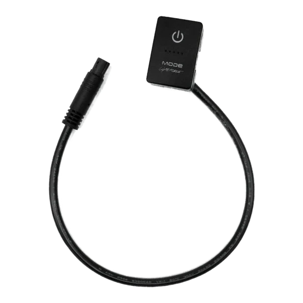 The MODE touch switch shown with its full lead, a black sealed connector at the free end and the switch body with its power symbol and indicator dots at the other – Lightforce BEAST Switch — DC3 Fit for Isuzu D-Max/MU-X & Mazda BT-50 (2020+)