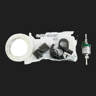 Silent mount kit with components on a white background – Belief 2.2kW Diesel Air Heater Full Installation Kit (12V) – ALT SP MODEL