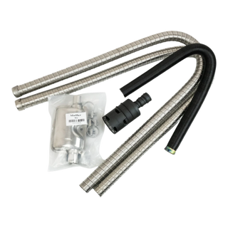 Set of hoses and connectors on a white background – Belief 2.2kW Diesel Air Heater Full Installation Kit (12V) – ALT SP MODEL