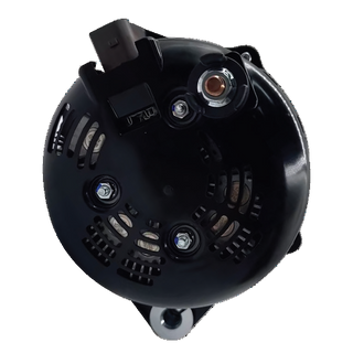 Rear view of the Black Series BKS-240DMAX showing the B plus terminal stud, the LIN connector plug and the ventilated end housing