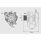12V 240A TOYOTA HILUX GUN SERIES 1GDFTV, 2GDFTV Black Series Alternator