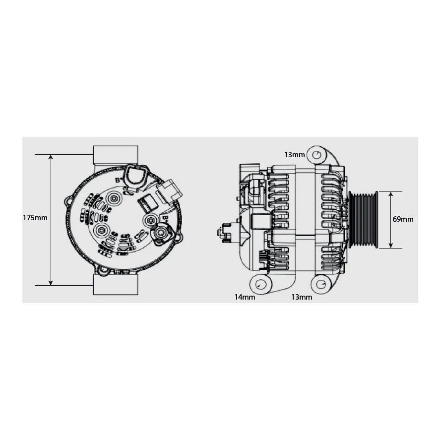 Black Series Upgraded Alternator 12V 240A, FORD F TRUCKS T TYPE PAD / DIRECT MOUNT – view 3