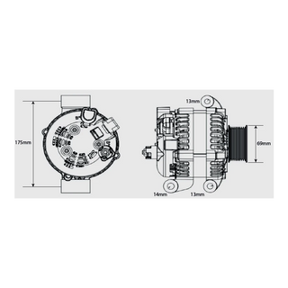 Black Series Upgraded Alternator 12V 240A, FORD F TRUCKS T TYPE PAD / DIRECT MOUNT – view 3