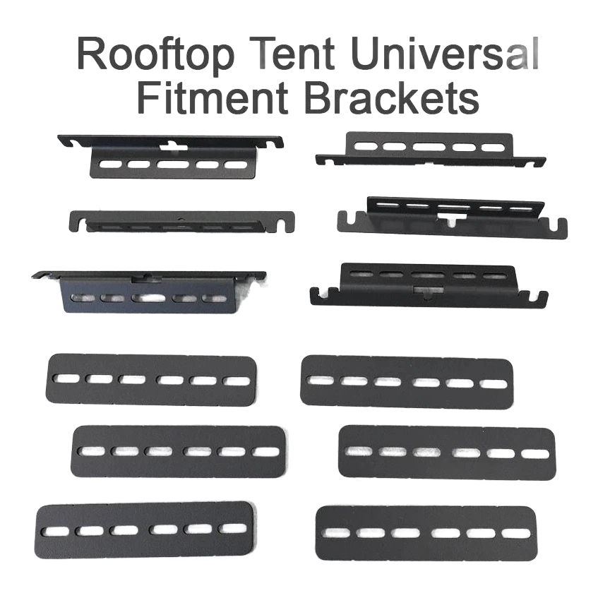 Rooftop tent universal fitment brackets on a white background for Bush Company AX27 Clamshell Rooftop Tent