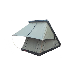 Bush Company LX27 rooftop tent open, showing the side window