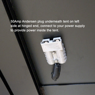 50A Anderson plug under the Bush Company TX27 for powering the tent from the vehicle