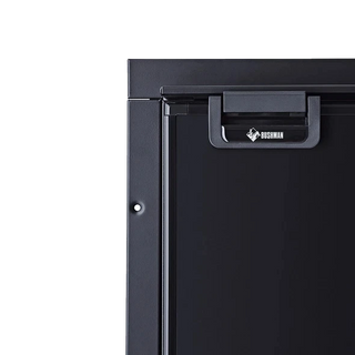 Close up of the Bushman DC85-X top corner showing the recessed door handle with Bushman badge, door seal and mounting flange